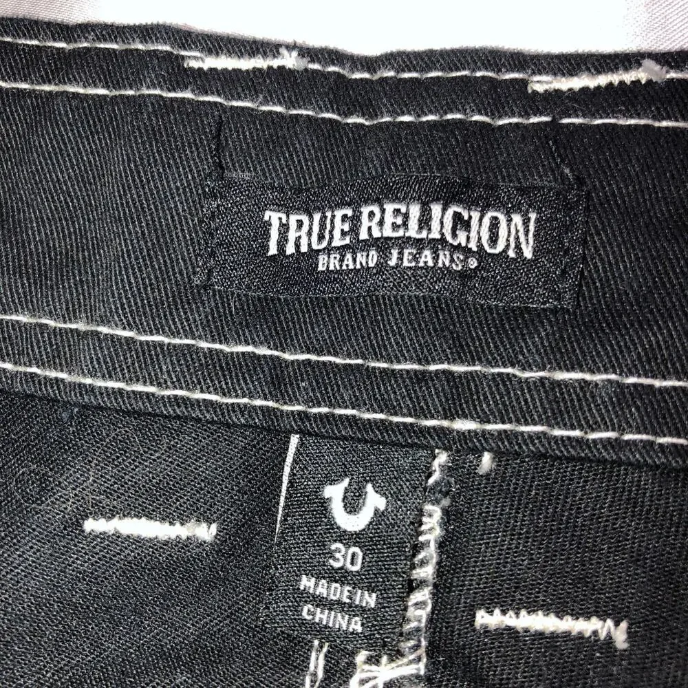 True Religion Brand Jeans Straight Leg Cargo Streetwear Pants Black Size 30